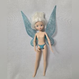 Disney Store Fairy Periwinkle 10" Doll Blue White Fluttering Wings- Nude